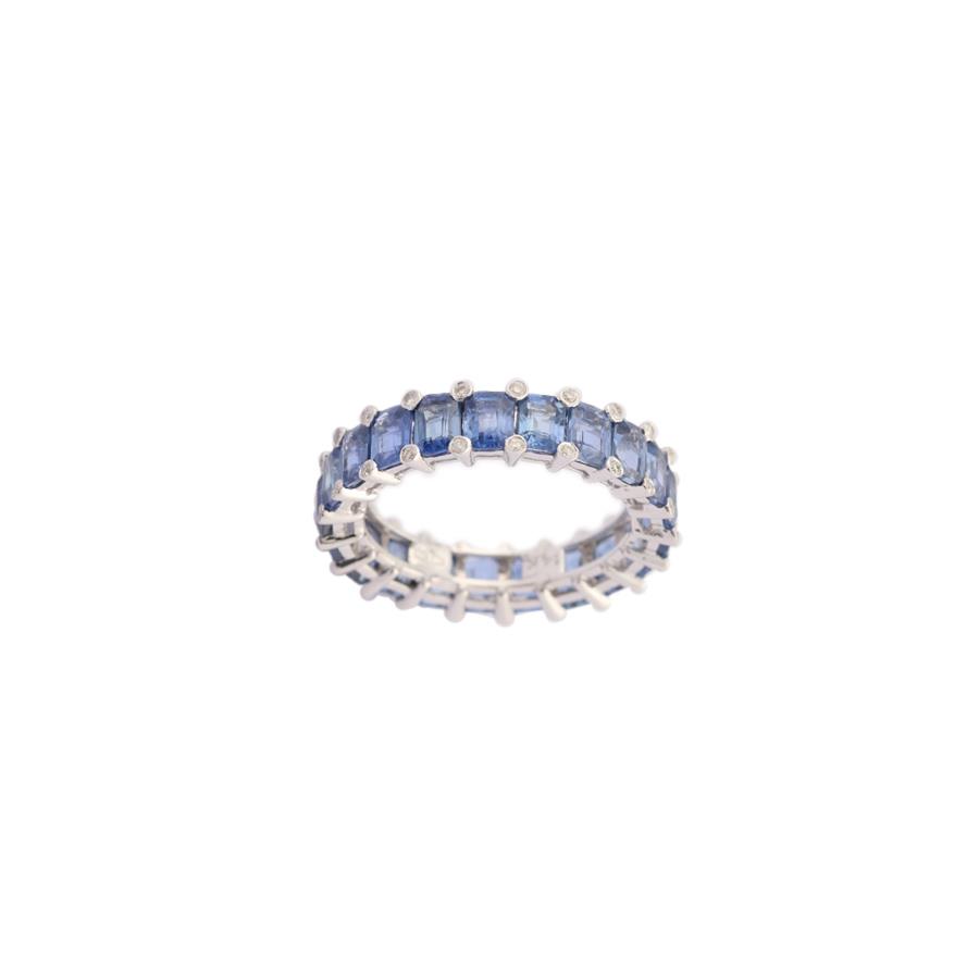 ANELLO VERETTA INTERA ZAFFIRI ORO BIANCO - ZAF: 6.10 - BRIL 0.15 - CEDRO