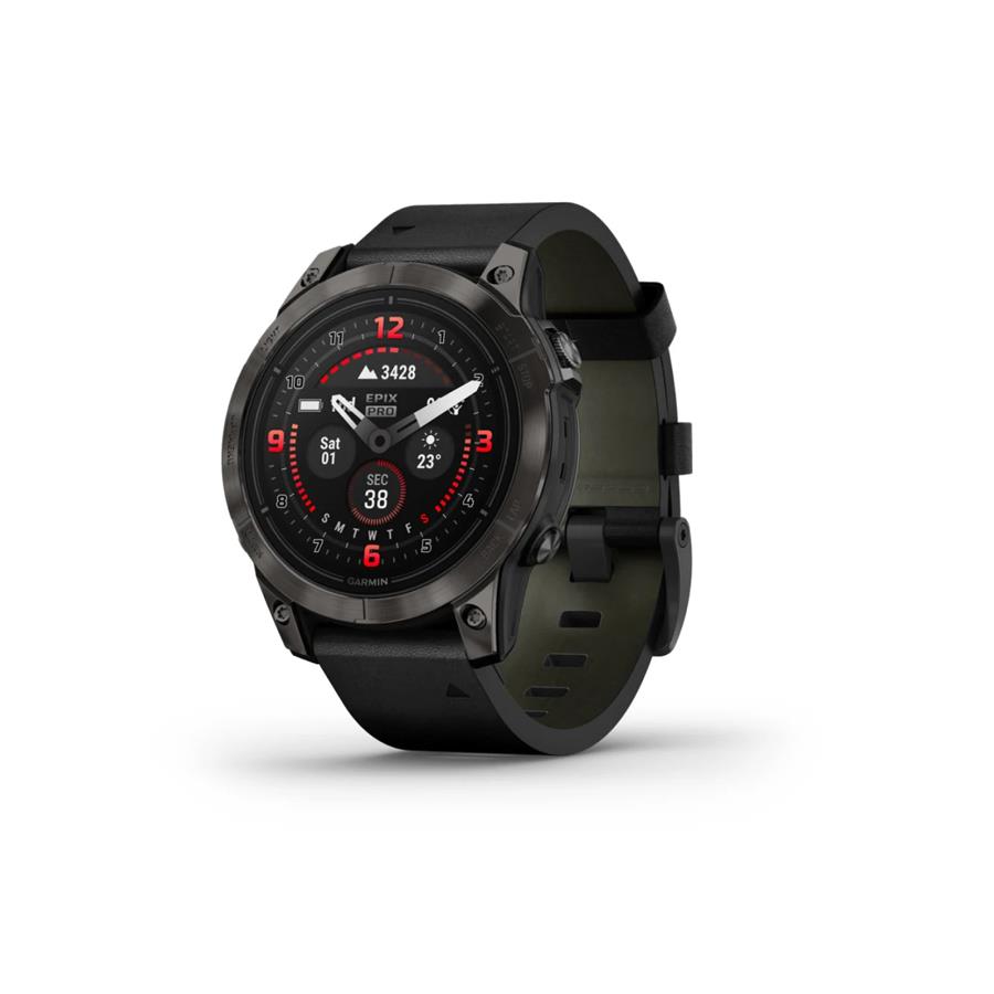 EPIX™ PRO (GEN 2) – SAPPHIRE EDITION | 47 MM - CARBON GRAY DLC TITANIUM CON CINTURINO BLACK LEATHER - GARMIN