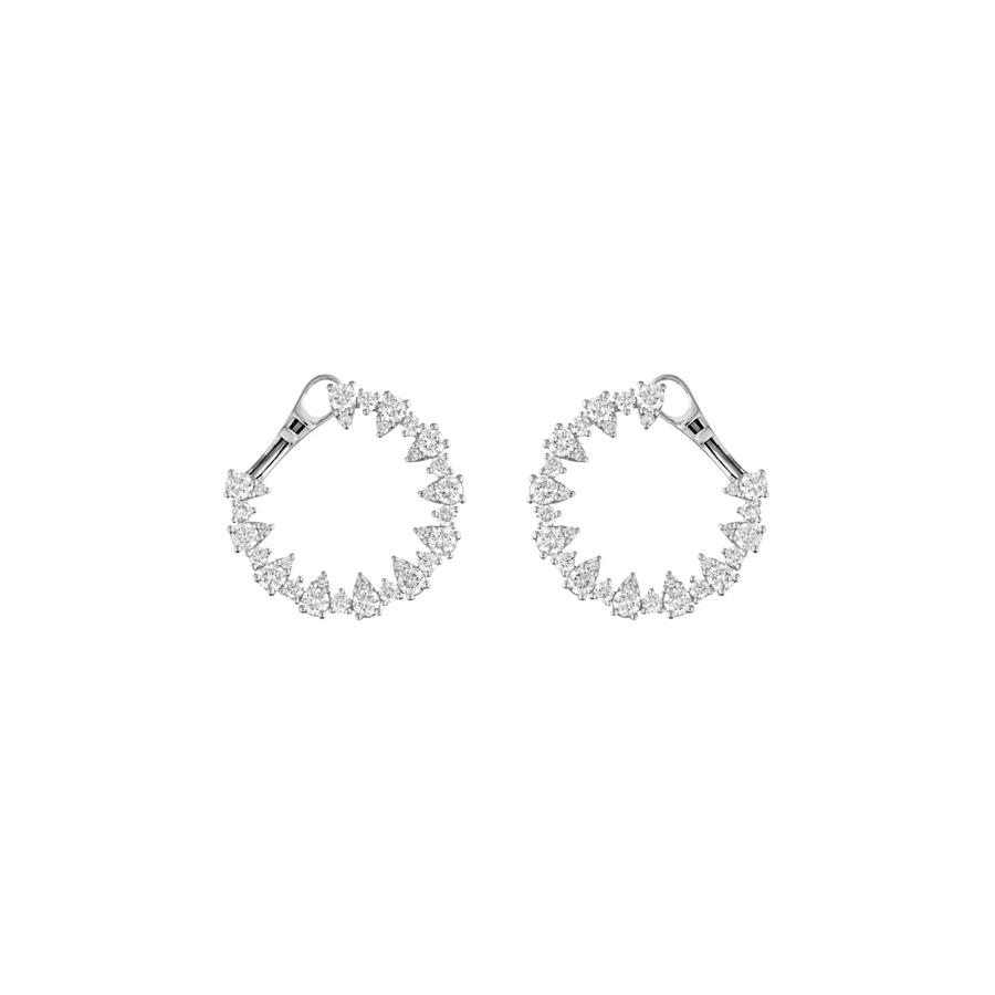 COPPIA ORECCHINI IN ORO BIANCO CERCHI CASTONI A GOCCIA DIAMANTI 1.82 - BUONOCORE