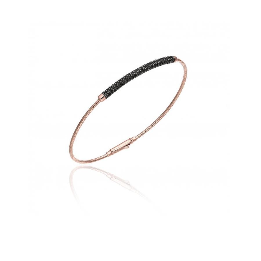 BRACCIALE ORO ROSA CON TARGHETTA DIAMANTI NERI - CHIMENTO