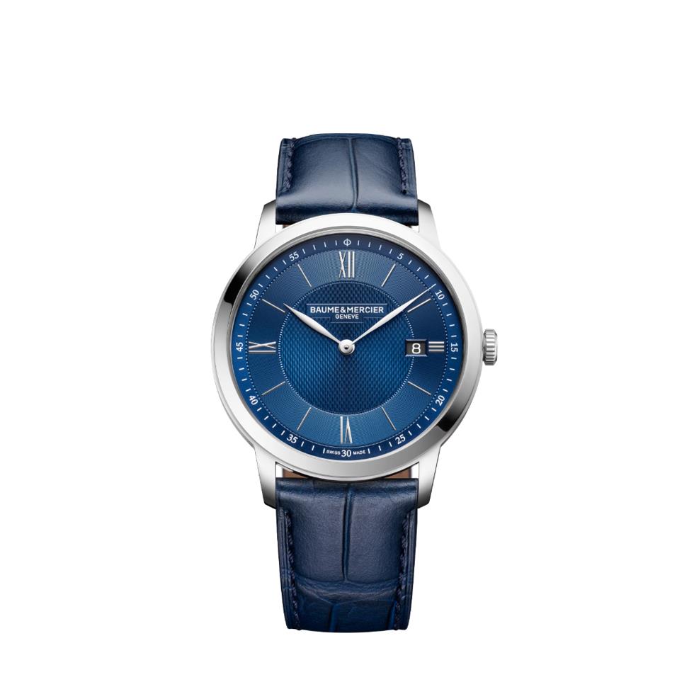 CLASSIMA 2026 ACCIAIO SOLO TEMPO QUARZO CINTURINO PELLE QUADRANTE BLU - BAUME & MERCIER
