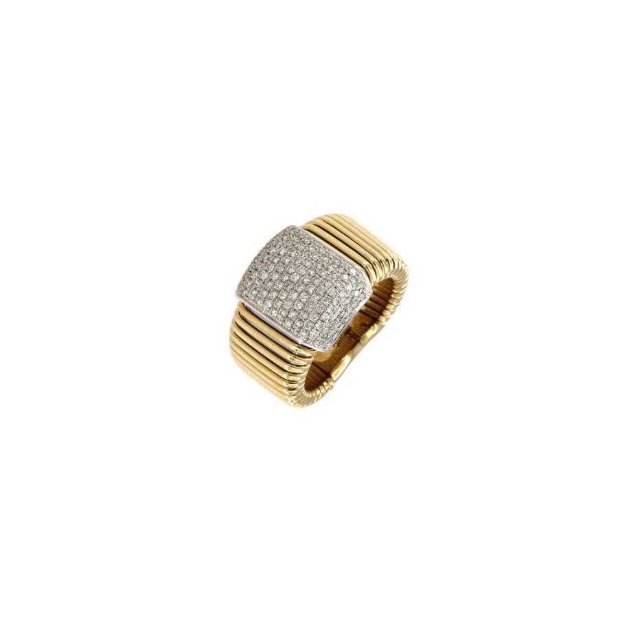 ANELLO IN ORO MAGLIA TUBOGAS GR 9.80 - PAVÈ DIAMANTI KT 1.40 - ANTORA