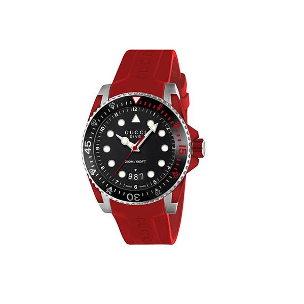 DIVE 40MM, SUB 200M, ACCIAIO E CAUCCI&Ugrave; ROSSO - GUCCI TIMEPIECES