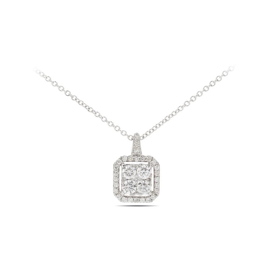 COLLANA ORO BIANCO QUADRATO CON DIAMANTI BRIL 0.46 - BUONOCORE