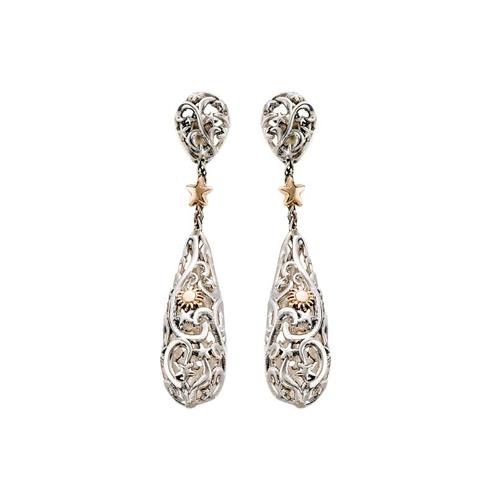 POLVERE DI STELLE - ORECCHINI GOCCE IN  ARGENTO ED ORO 9KT  - DE NOBILI