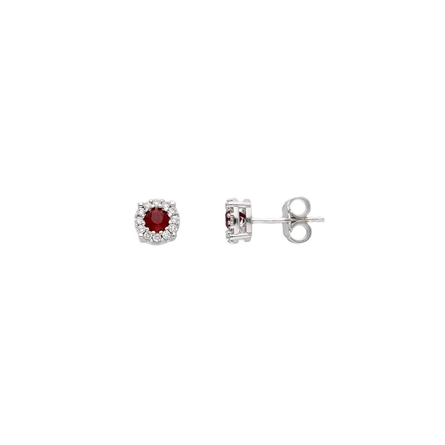 ORECCHINI IN ORO BIANCO 18 KT -  RUBINI 0.46 KT E DIAMANTI 0.19 KT  - SONGA LJ