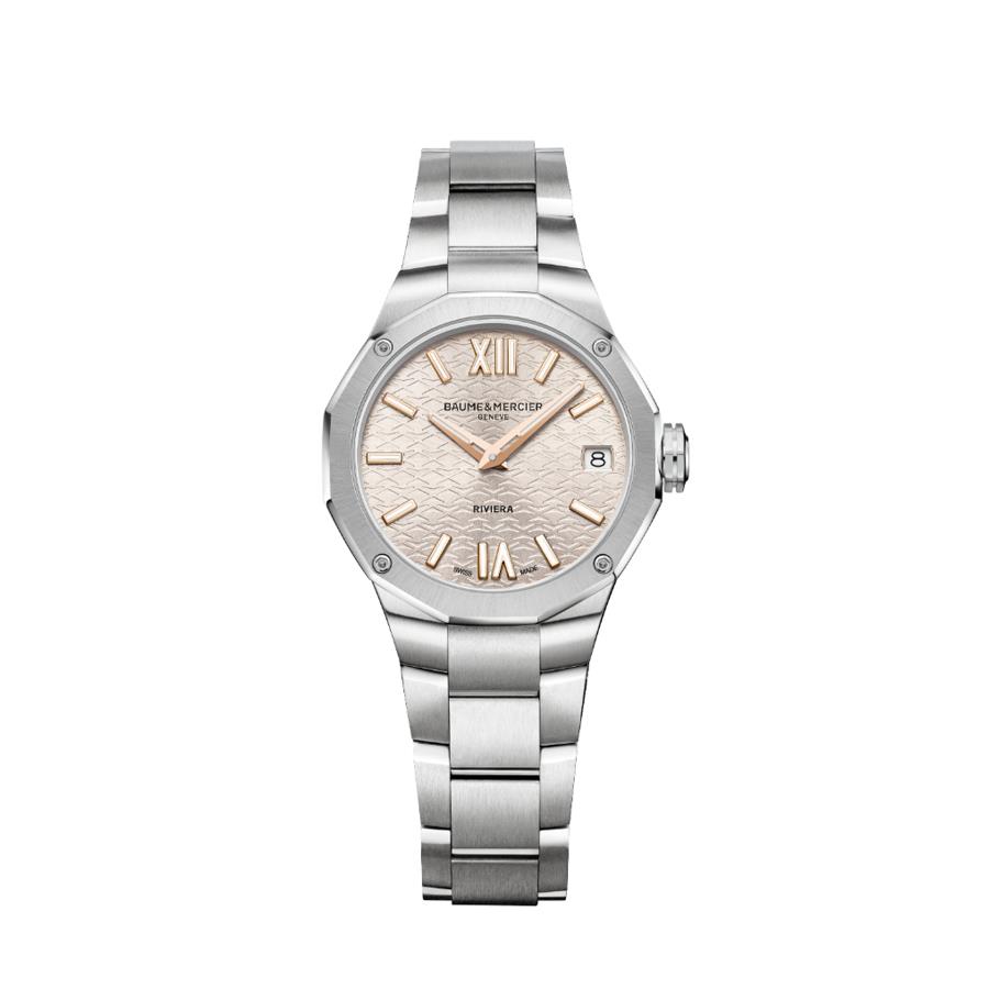 RIVIERA QUARZO, DATARIO - 33 MM  - QUADRANTE ARGENTO CALDO - BAUME & MERCIER