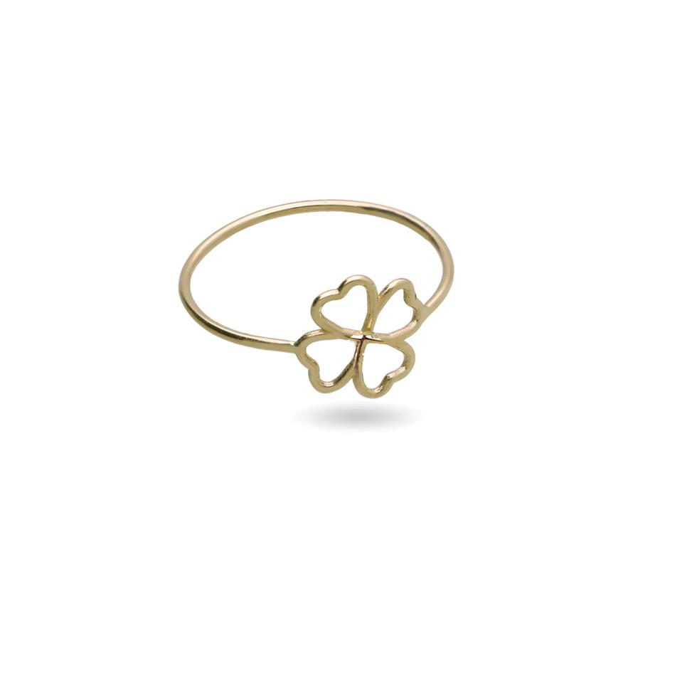 ANELLO FILO D'AMORE ESSENZIALE QUADRIFOGLIO 9 KT - MIS 14 - RUBINIA