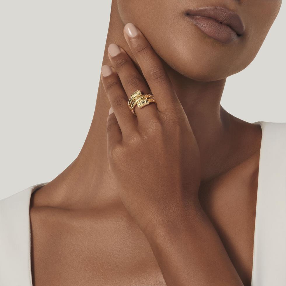 ANELLO TUBOGAS CROCO DOPPIO DORATO MIS. 16 - RASPINI