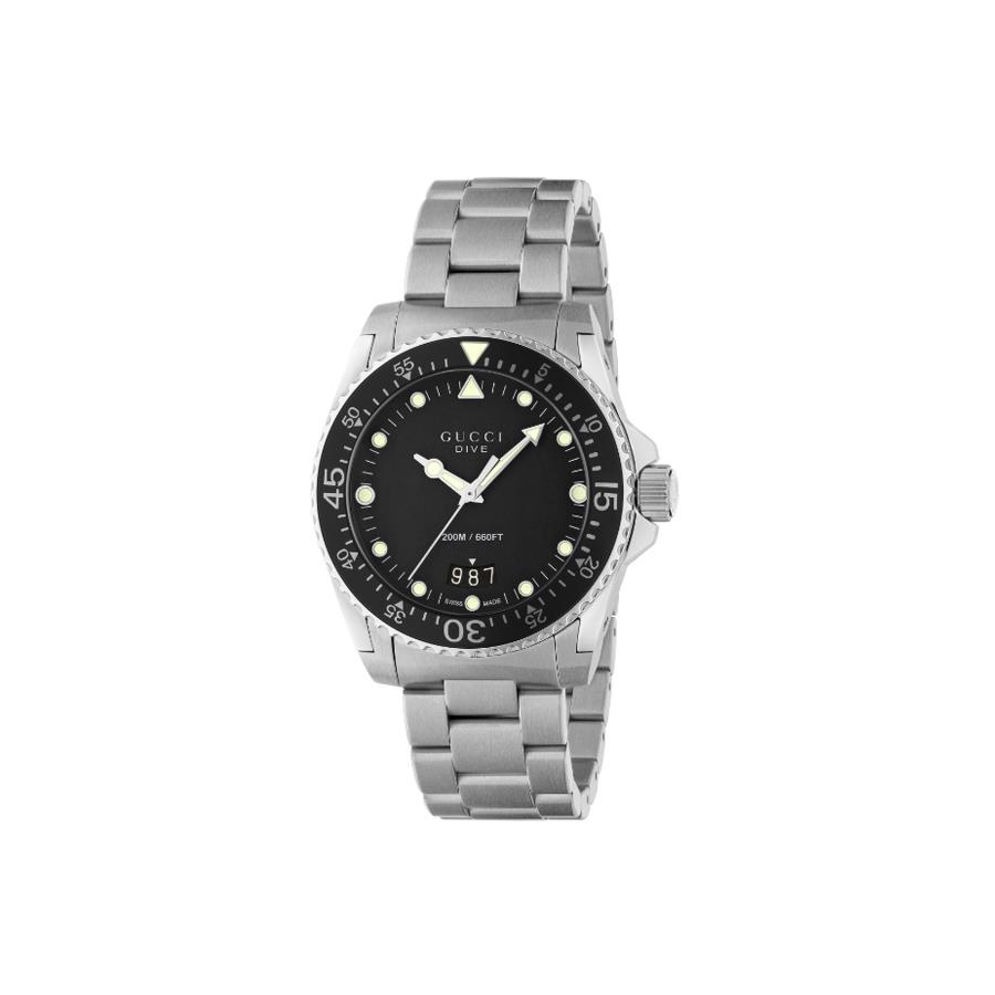 GUCCI DIVE - CASSA IN ACCIAIO, QUADRANTE NERO OPACO CON INDICI E LANCETTE SUPER LUMINOVA, BRACCIALE IN ACCIAIO. - GUCCI TIMEPIECES