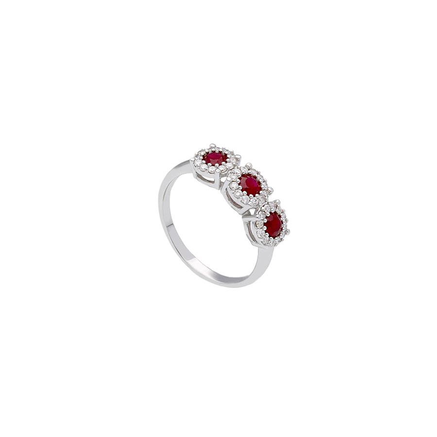 ANELLO TRILOGY MAGIC ORO BIANCO - RUBINI 0.69 KT E DIAMANTI 0.29 KT - SONGA LJ