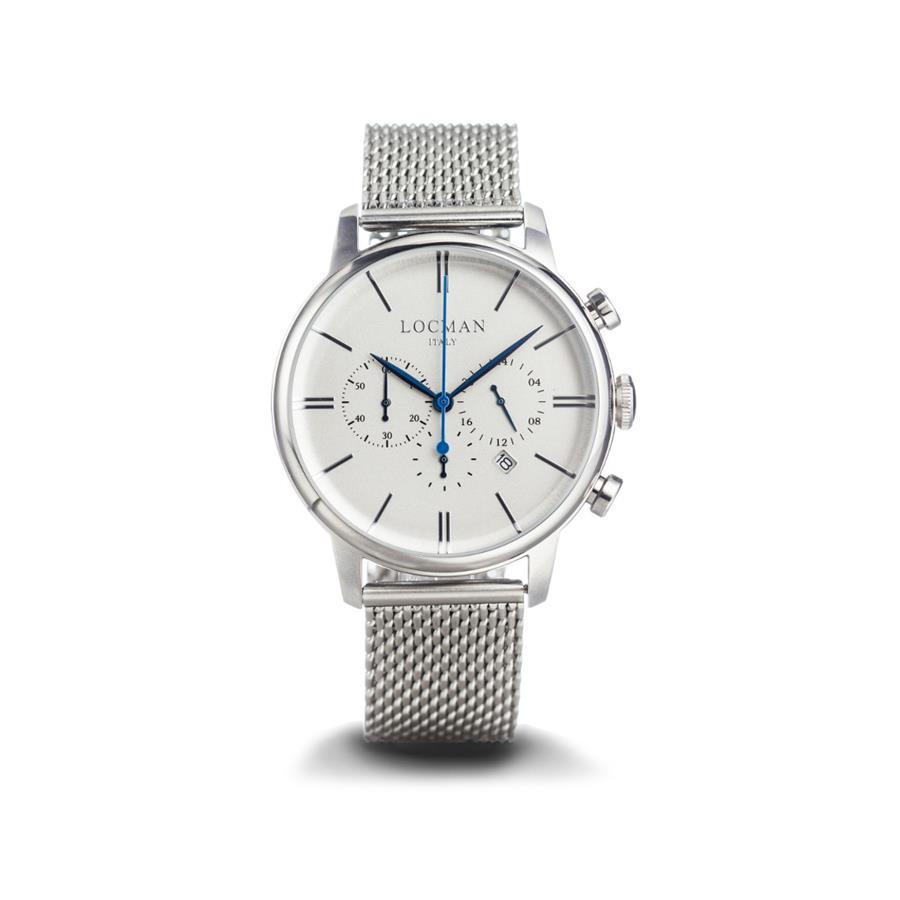1960 ACCIAIO ACCIAIO CRONO QUARZO QUADRANTE BLUE SCURO - LOCMAN