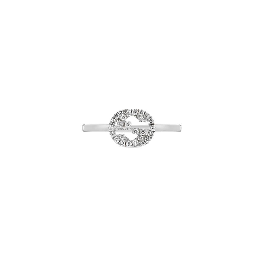 ANELLO INTERLOCKING G ORO BIANCO 18 KT E DIAMANTI 0,83 KT - GUCCI FINE JEWELRY