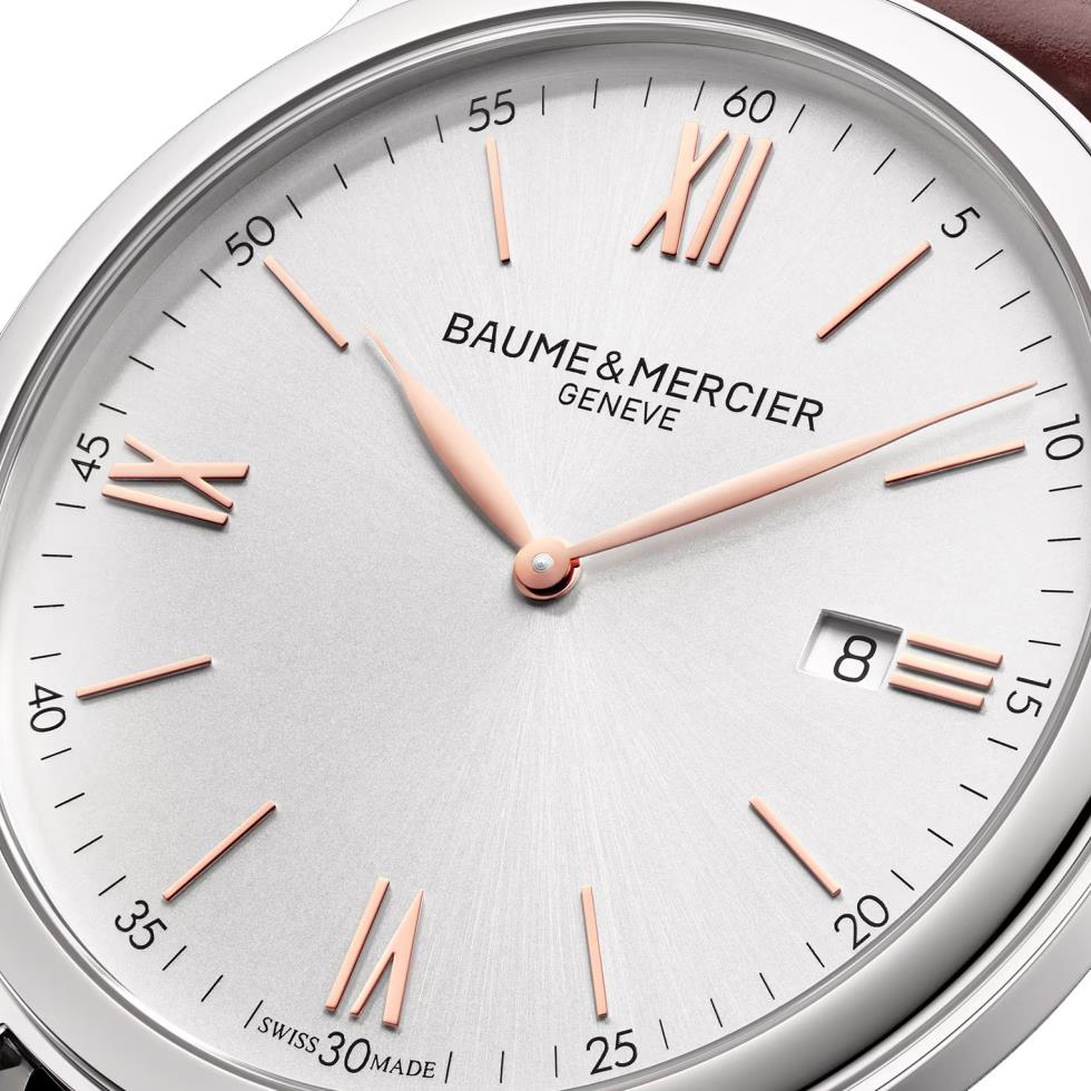 CLASSIMA 42 MM QUARZO QUADRANTE ARGENT&Egrave; - CINTURINO PELLE MARRONE - BAUME & MERCIER