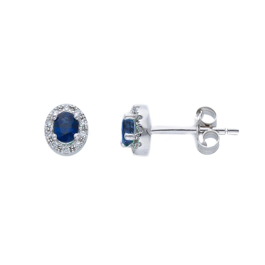 ORECCHINI IN ORO BIANCO 18 KT - ZAFFIRI 0.69- BRILL 0.18G SI - CEDRO