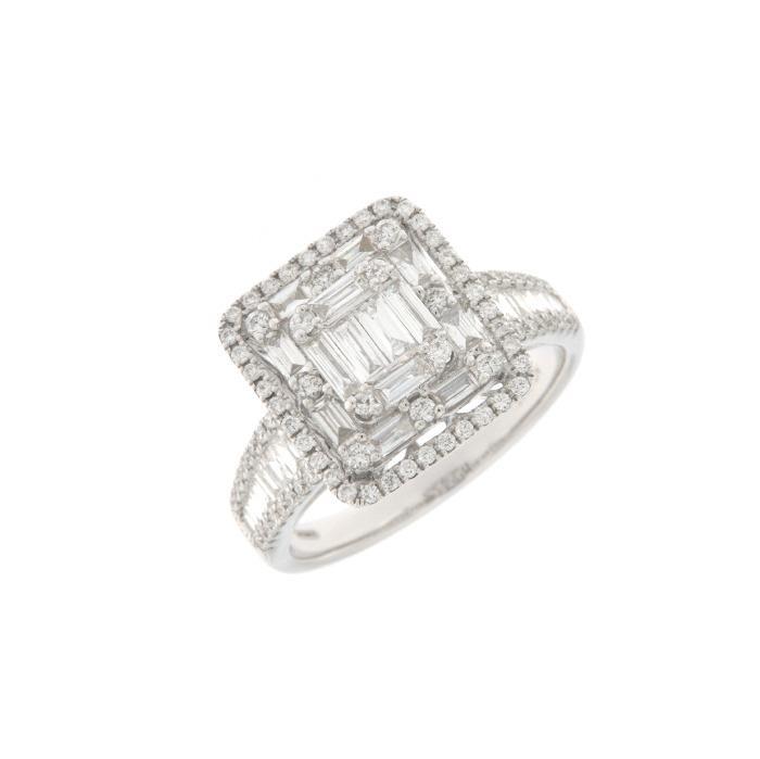 ANELLO IN ORO BIANCO E DIAMANTI TAGLIO BR CT0.37 T.BAG.0.60 - CEDRO