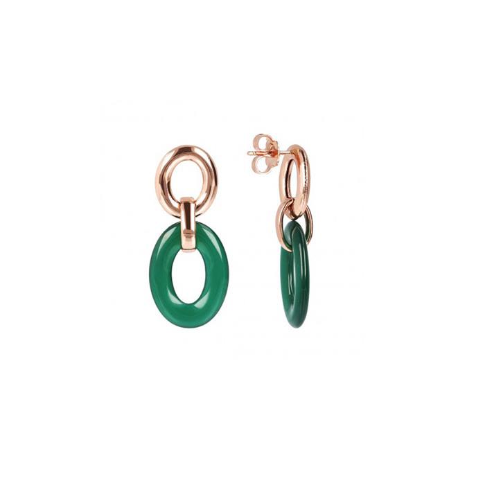 ORECCHINI PENDENTI ROSE GOLD CON QUARZO VERDE - BRONZALLURE