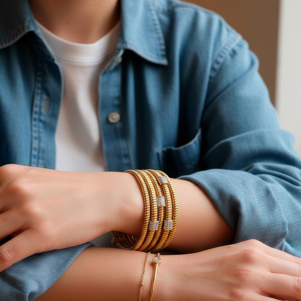 BRACCIALE 5 FILI ORO GIALLO E BRILL 0,70 - ANTORA