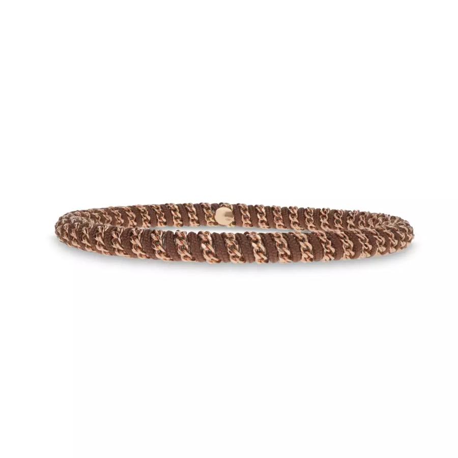 GIÒ COLOR MARRONE - BRACCIALE ELASTICO IN CORDURA NAUTICA E ORO ROSA 18 KT - ROBERTO DEMEGLIO