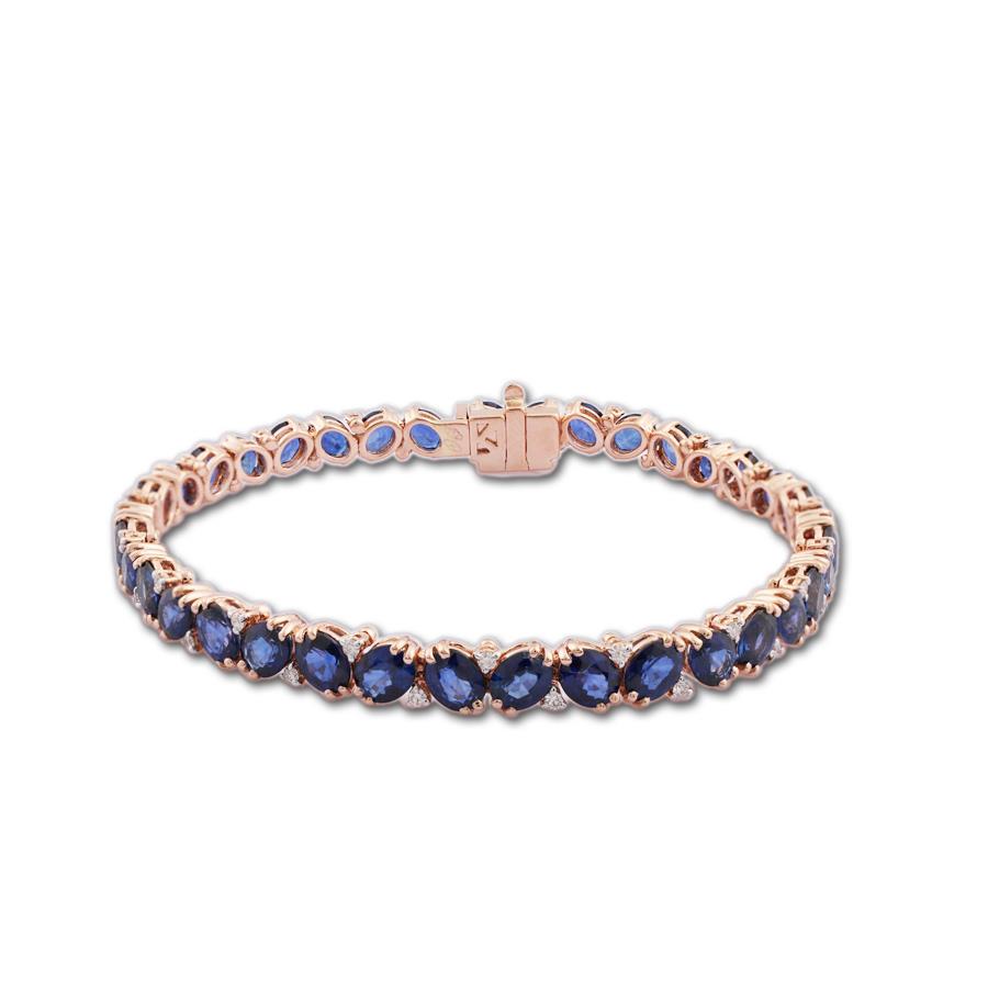 BRACCIALE ORO ROSA ZAFFIRI OVALI E DIAMANTI - CEDRO