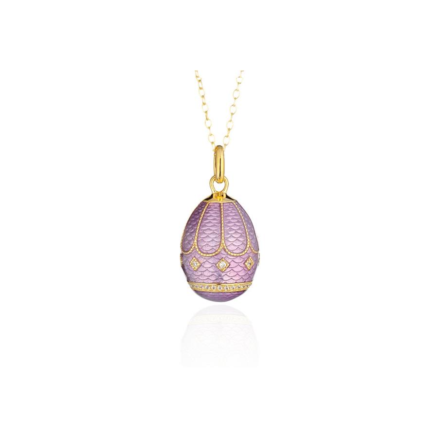 CIONDOLO SMALTO VIOLA CON ZIRCONI - COLLANA ARGENTO DORATO - TSARS COLLECTION
