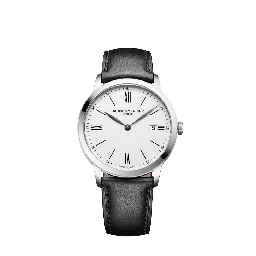 CLASSIMA 2026 ACCIAIO SOLO TEMPO QUARZO CINTURINO PELLE QUADRANTE BIANCO - BAUME & MERCIER