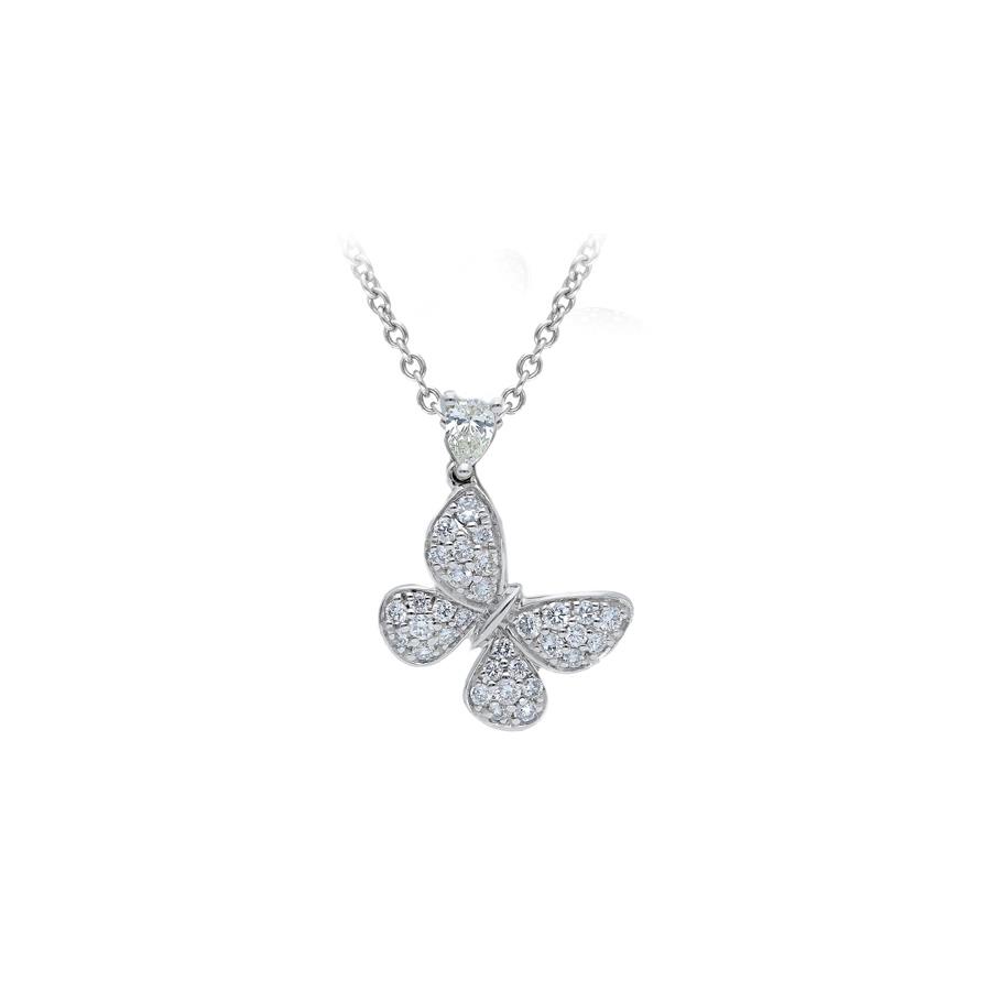 COLLANA ORO BIANCO FARFALLA DIAM. 0.31 - SONGA LJ