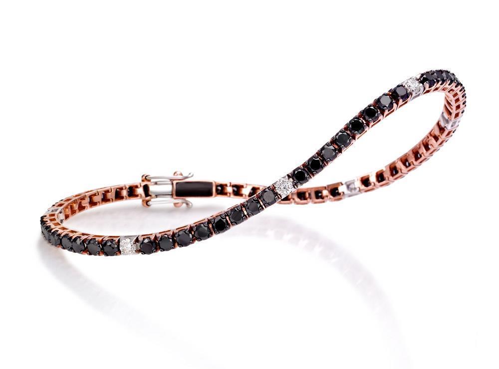 TENNIS ORO ROSA DIAMANTI NERI KT 1.50 SPOT BIANCHI 0.10 - CRIERI