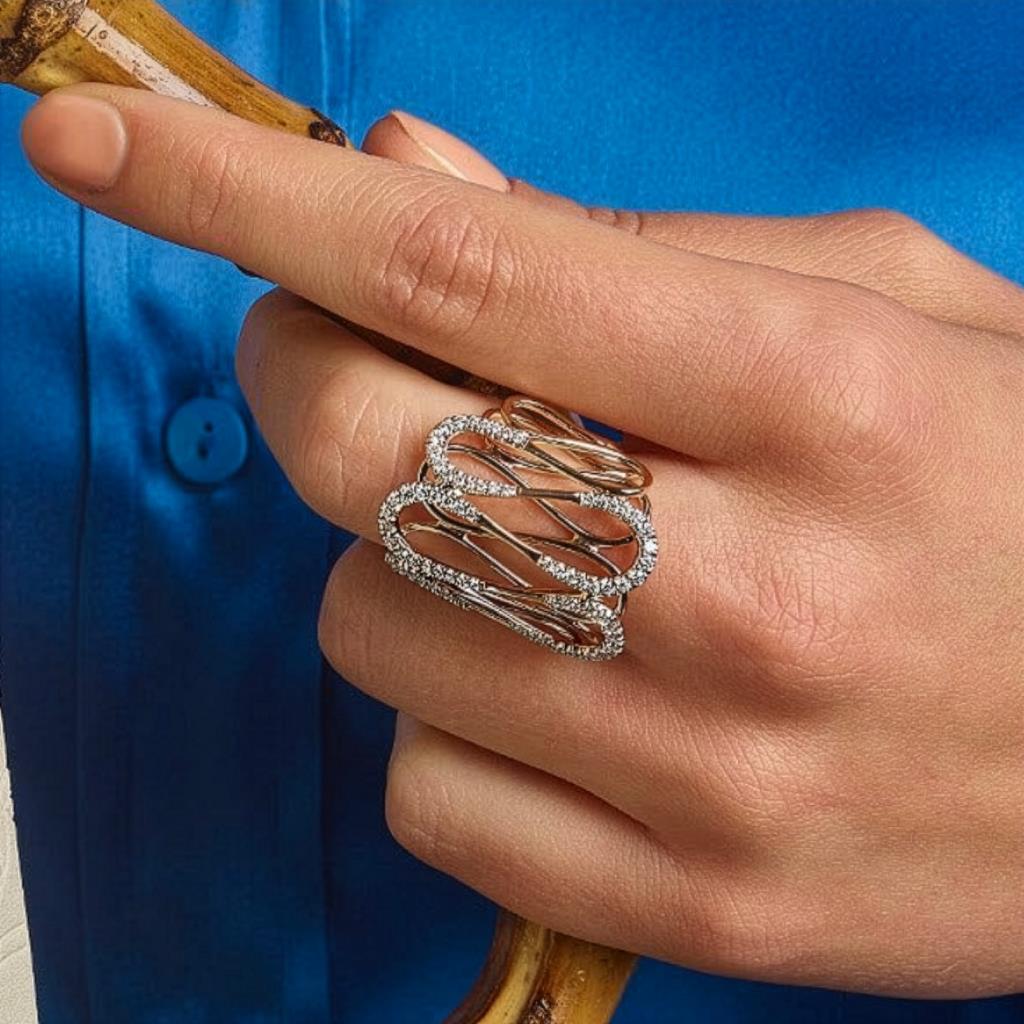 ANELLO ORO ROSA ONDE DIAMANTI KT 0.86 - GR 11.00 - VALENTINA CALLEGHER