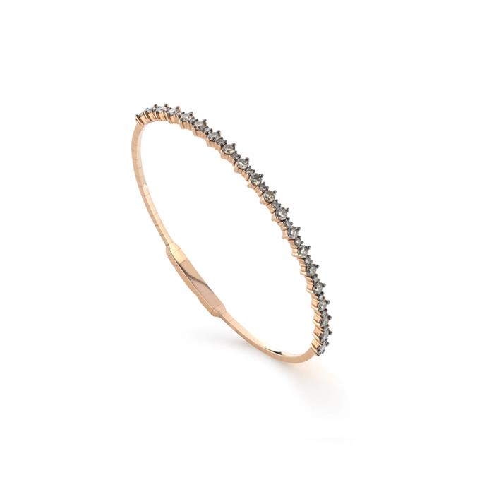 BRACCIALE IN ORO ROSA 18 KT CON ANIMA IN TITANIO E METÀ GIRO POLSO IN DIAMANTI BROWN - GR 7.54 - BW 1.49 - CEDRO