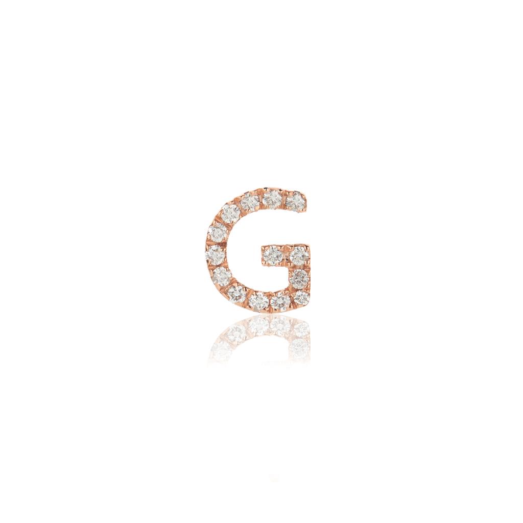 MONO ORECCHINO ORO ROSA 18KT AL LOBO LETTERA G - DIAM 0.06 - GR 0.63 - BUONOCORE