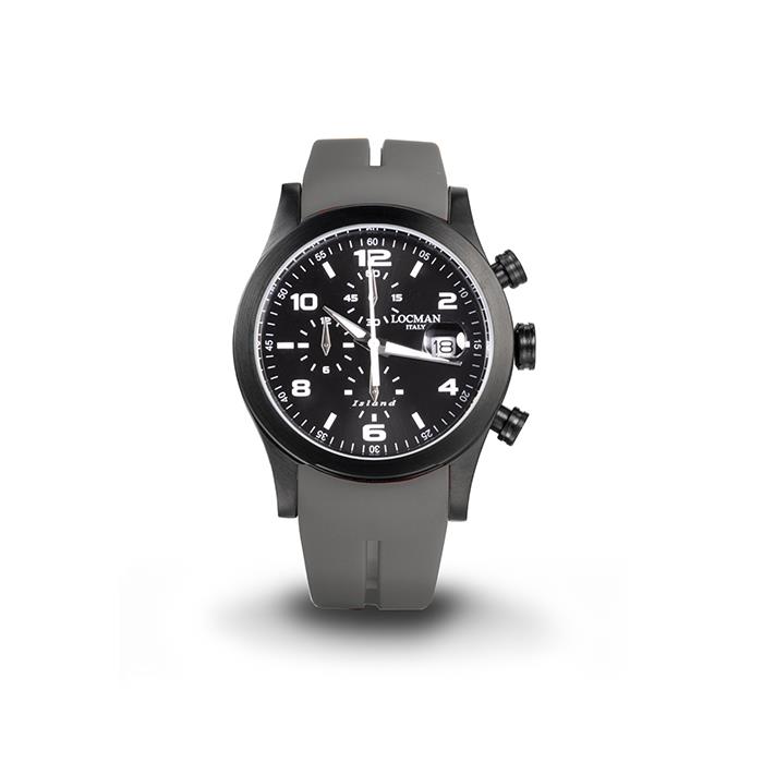 ISLAND CRONO CASSA PVD NERO CINTURINO GRIGIO - LOCMAN