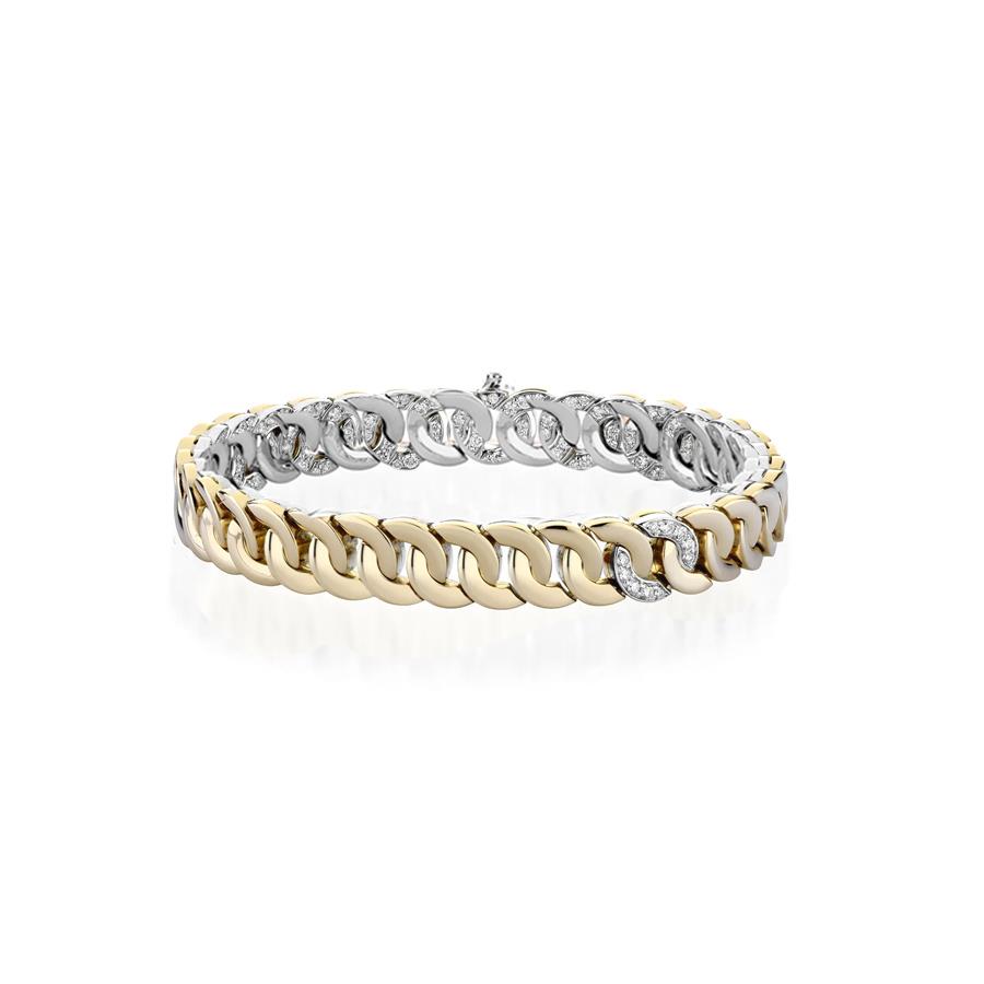 BRACCIALE REVERSIBILE NOON DEMI-SMOOTH ORO GIALLO E BIANCO CON DIAMANTI BIANCHI CM 17 - DB 2.213 - BUONOCORE