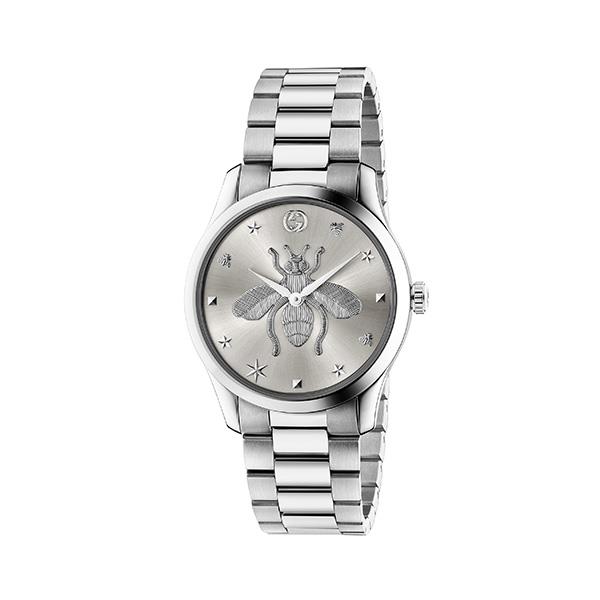 126MD SLV SBRUSH&BEE/STL/STL - GUCCI TIMEPIECES