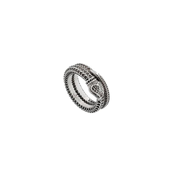 ANELLO A DOPPIO GIRO CON MOTIVO SERPENTE IN ARGENTO MISURA 14 - GUCCI SILVER JEWELRY