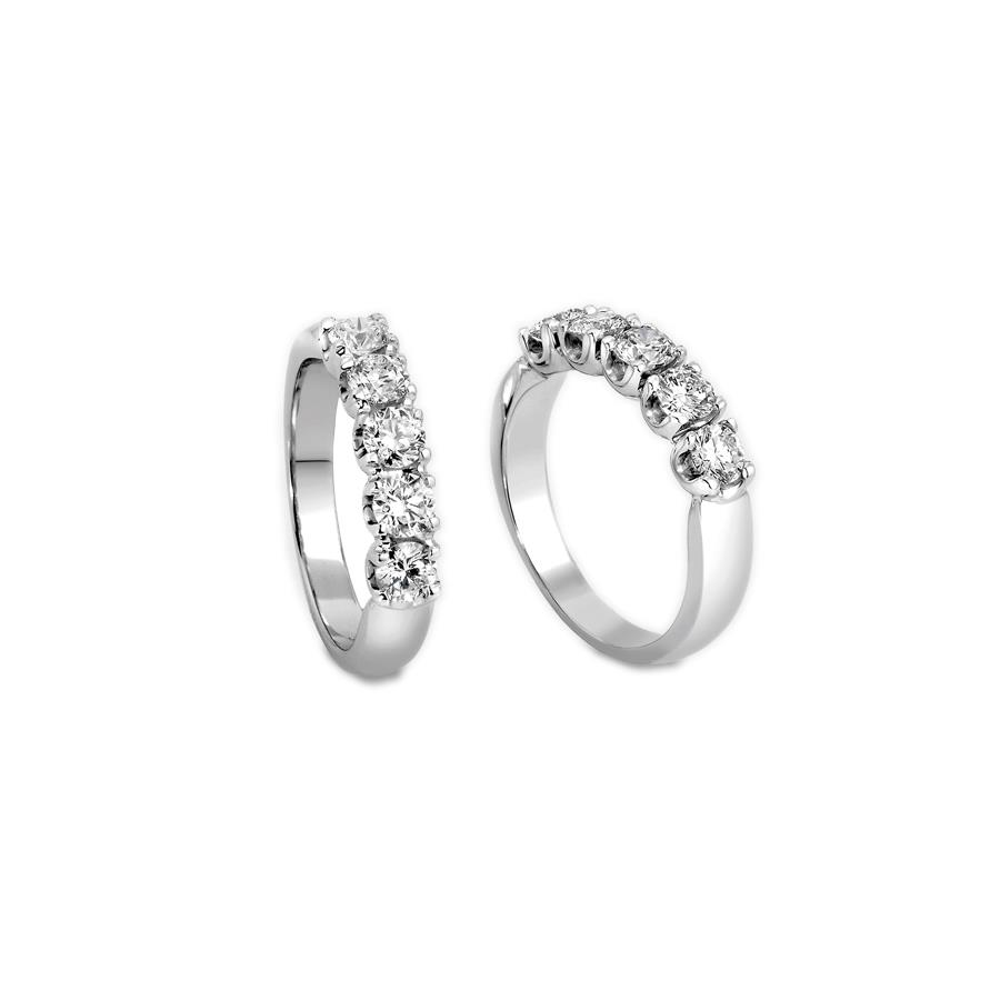 ANELLO VERETTA IN ORO BIANCO A 5 PIETRE - DIAMANTI KT 0.89 - GIORGIO VISCONTI
