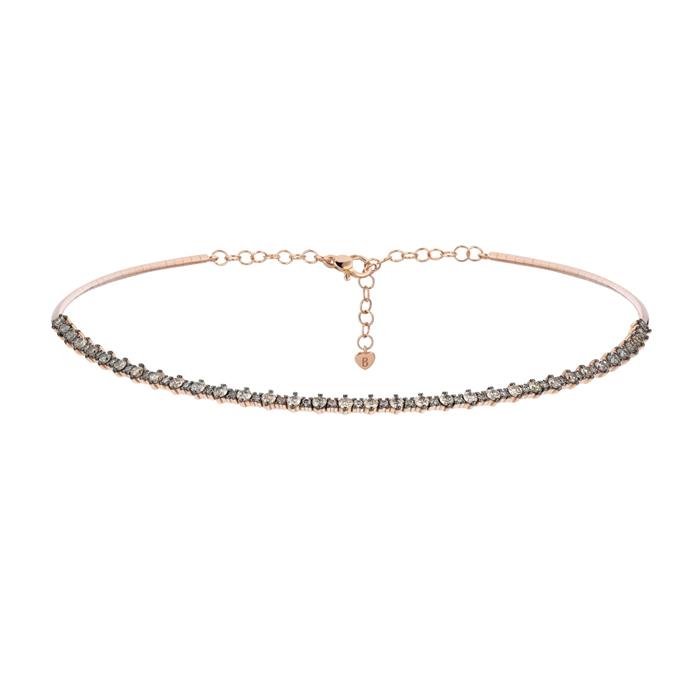 CHOKER IN ORO ROSA 18 KT CON ANIMA IN TITANIO - DIAM BROWN  KT TOTALI 2.67 - BUONOCORE