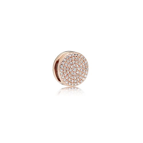 PANDORA REFLEXIONS CLIP CHARM IN PANDORA ROSE WITH CLEAR CUBIC ZIRCONIA - PANDORA