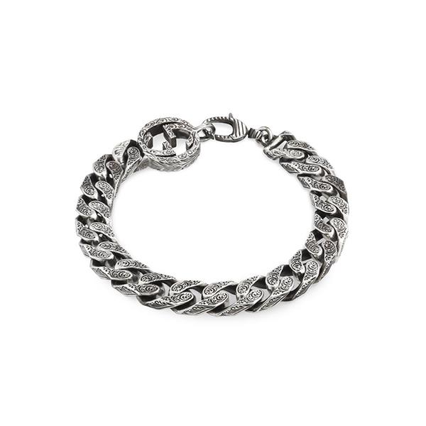 BRACCIALE GRUMETTA INTERLOCKING G - ARGENTO - GUCCI SILVER JEWELRY