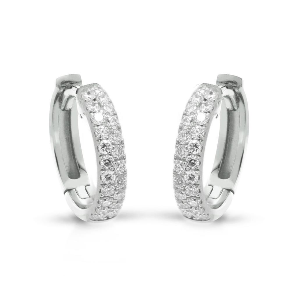 ORECCHINI ORO BIAN CO 18 KT A CERCHIO 2 FILE DIAMANTI BIANCHI - GR 1.93 - KT 0.26 - BUONOCORE