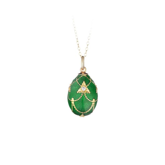 OVETTO ARGENTO DORATO E SMALTO VERDE - TSARS COLLECTION