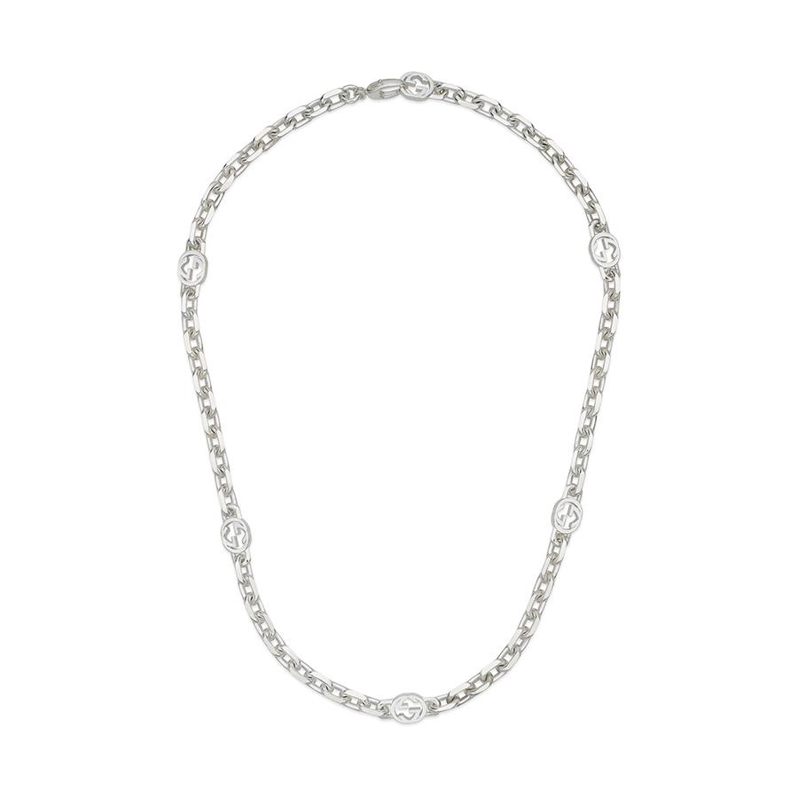 COLLANA IN ARGENTO CON LOGO INTERLOCKING G - 50 CM  - GUCCI SILVER JEWELRY