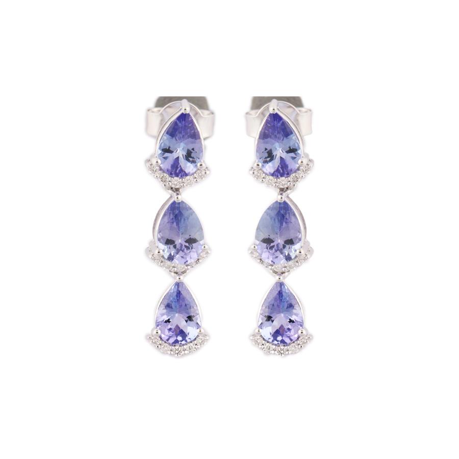 ORECCHINI PENDENTI ZAFFIRI GOCCIA KT TOTALI 4.80 - DIAMANTI KT 0.30 - CEDRO