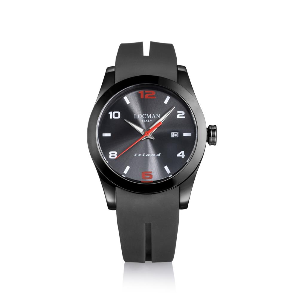 ISLAND ACCIAIO SOLO TEMPO PVD QUA GYRD CINTURINO SILICONE - LOCMAN