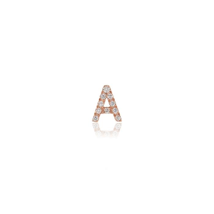 MONO ORECCHINO ORO ROSA 18 KT A LOBO LETTER A - DIAM 0.05 - GR 0.64 - BUONOCORE