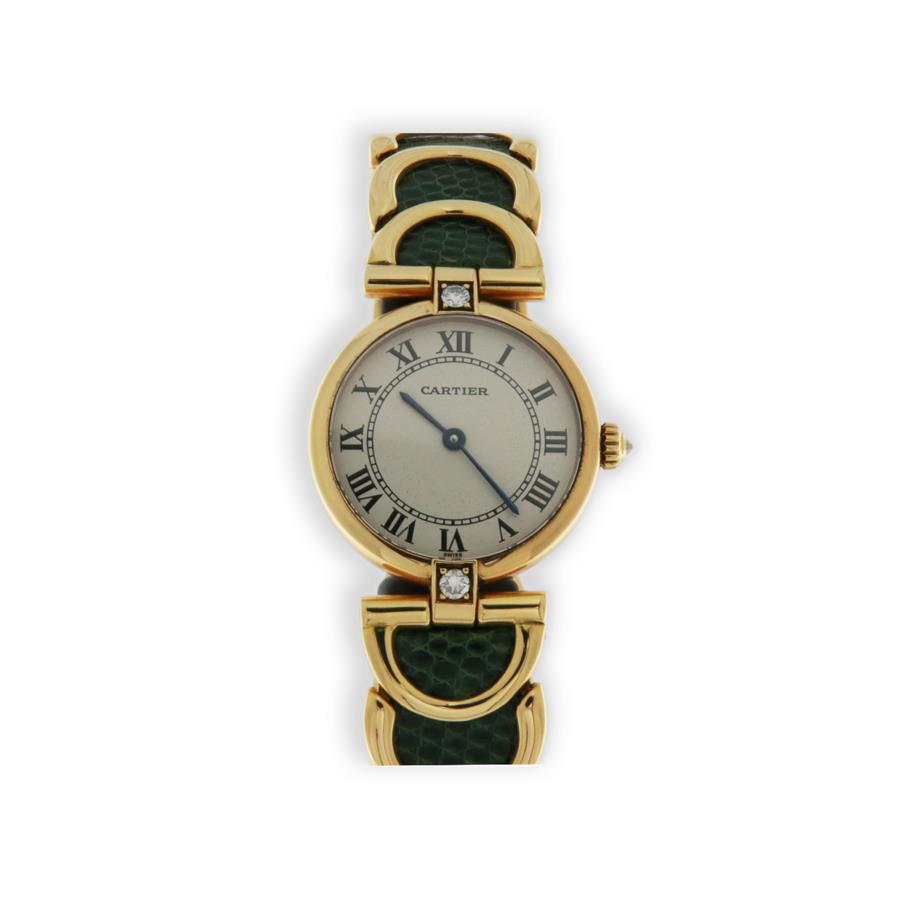 VENDOME ORO BRACCIALE IN ORO GIALLO CON INSERTO INTERNO PELLE - 2 BRILL - CARTIER