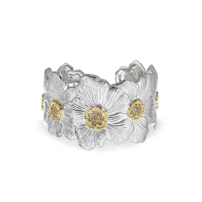 BRACCIALE GARDENIA CON DIAMANTI  BROWN KT 0.36  -  CM. 15 - BUCCELLATI GIOIELLI