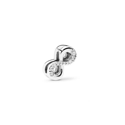 PANDORA REFLEXIONS INFINITY SILVER CLIP CHARM WITH CLEAR CUBIC ZIRCONIA - PANDORA