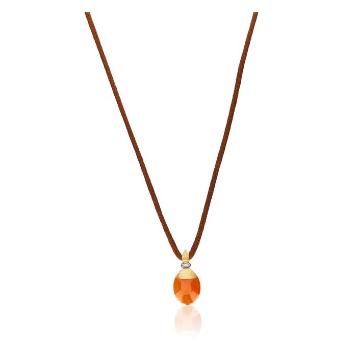 PENDENTE AVVENTURINA ARANCIONE E DIAMANTI IN ORO GIALLO AVVENTURINA E DIAMANTI - NANIS