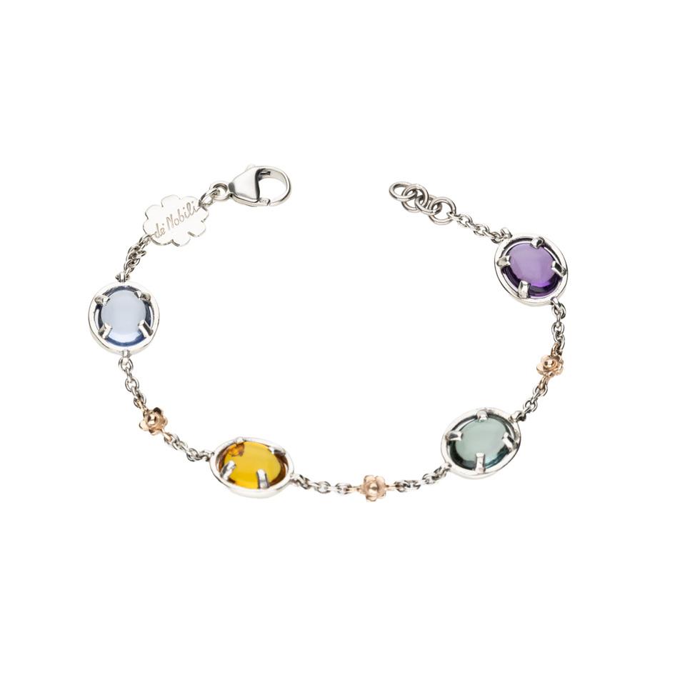 BRACCIALE POSITANO IN ARGENTO E ORO 9 KT - QUARZI IDROTERMALI - DE NOBILI